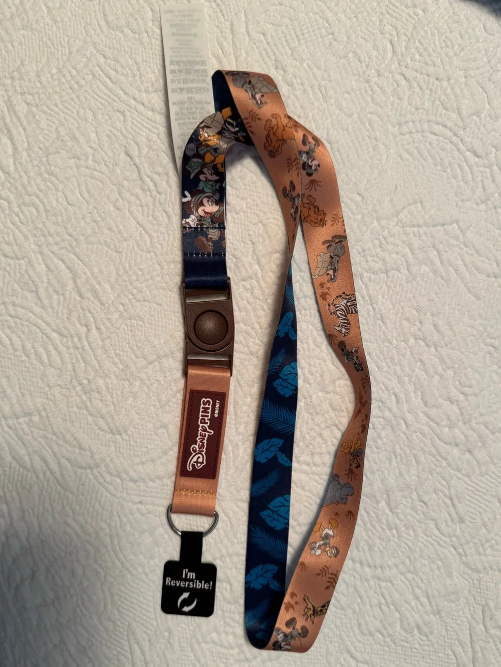 Disney Reversible Lanyard - Teal Blue & Peach